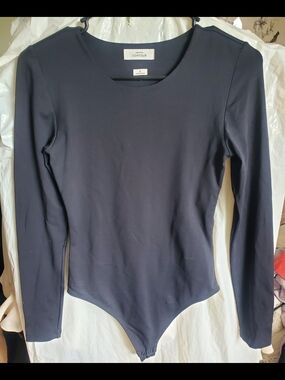 Babaton Aritzia Black Long-Sleeve Scoop Neck Contour Bodysuit